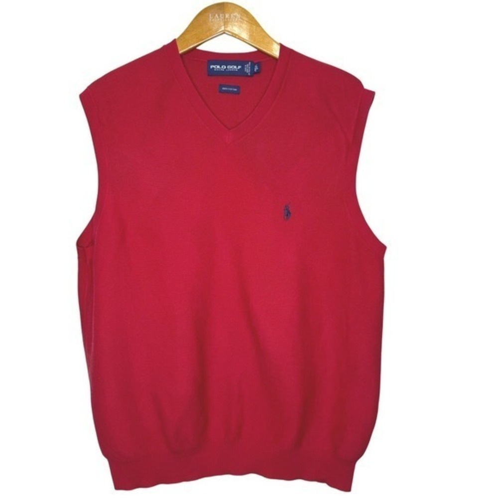 Vintage Polo Ralph Lauren Golf Cotton‎ Vest Red Large